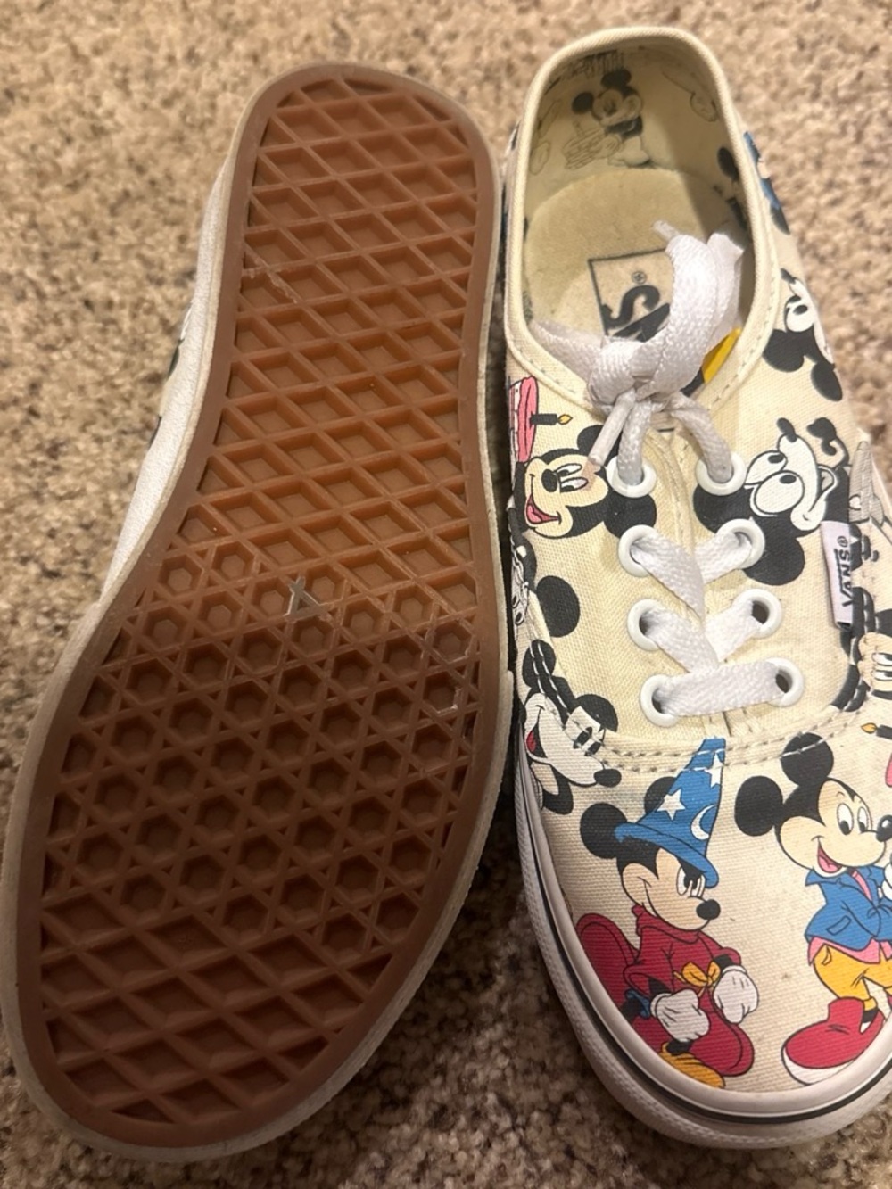 Vans Mickey Mouse Print Canvas Sneakers - White, Beige, Red, Blue